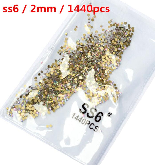 1440pcs Clear Crystal Gold 3D, Decorations Shoes And Dancing Decoration