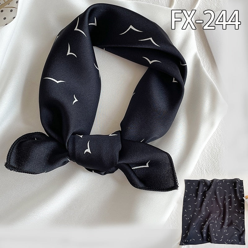 Quadratischer Seidenschal Damen Mode Druck Kleine Halstücher Bürodame Haarband Foulard Hand Halstuch Weiblicher Bandana Schal