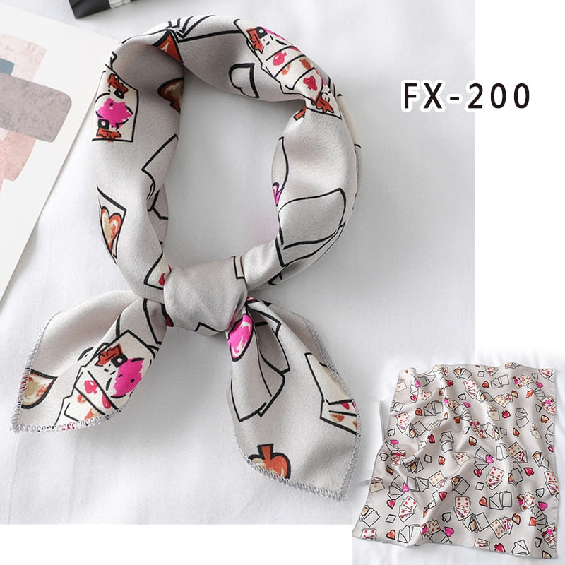 Square Silk Scarf Women Fashion Print Small Neck Scarfs Office Lady Hair Band Foulard Hand Kerchief Female Bandana Shawl