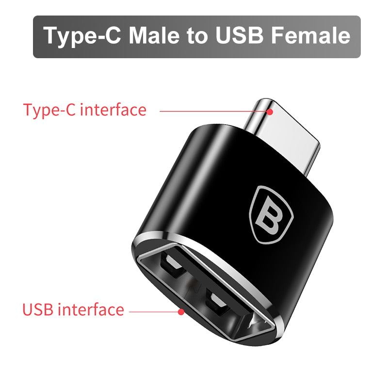 Baseus USB To Type C OTG Adapter USB USB-C Male To Micro USB Type-c Female Converter, OTG Connector