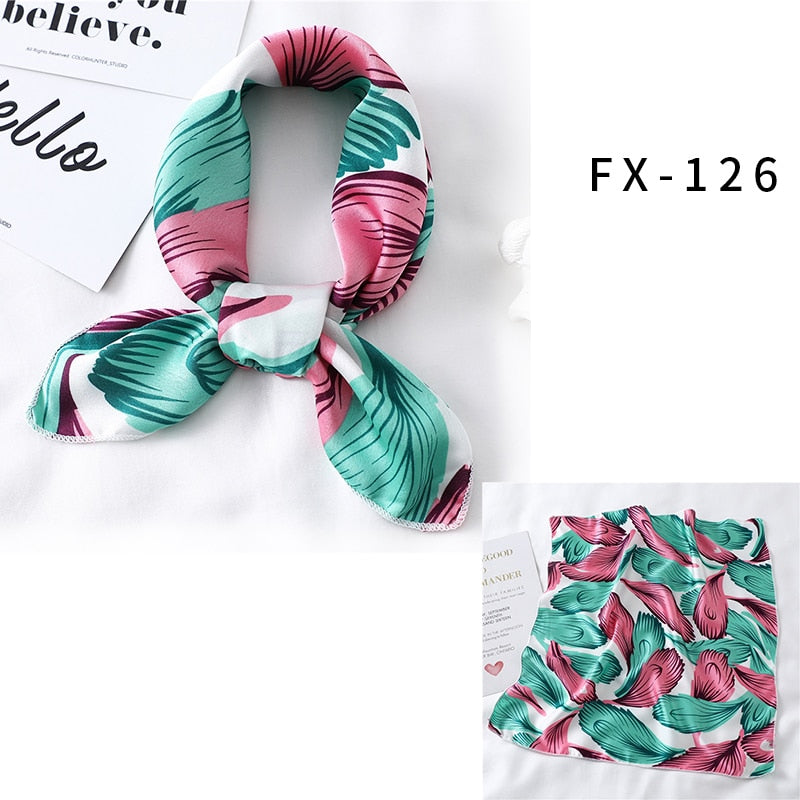 Square Silk Scarf Women Fashion Print Small Neck Scarfs Office Lady Hair Band Foulard Hand Kerchief Female Bandana Shawl