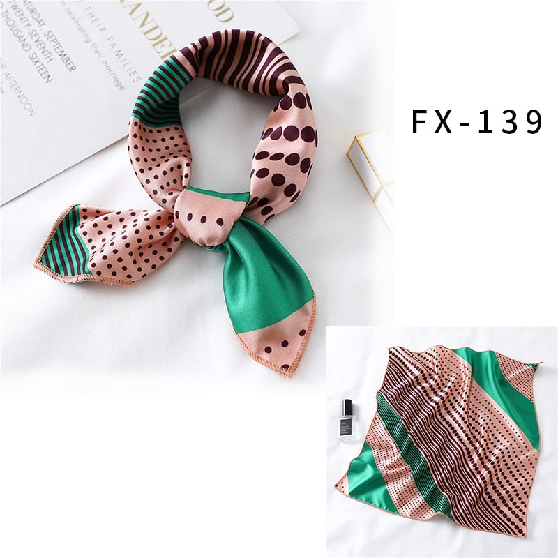 Square Silk Scarf Women Fashion Print Small Neck Scarfs Office Lady Hair Band Foulard Hand Kerchief Female Bandana Shawl