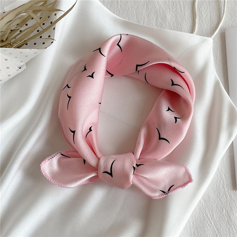 Square Silk Scarf Women Fashion Print Small Neck Scarfs Office Lady Hair Band Foulard Hand Kerchief Female Bandana Shawl