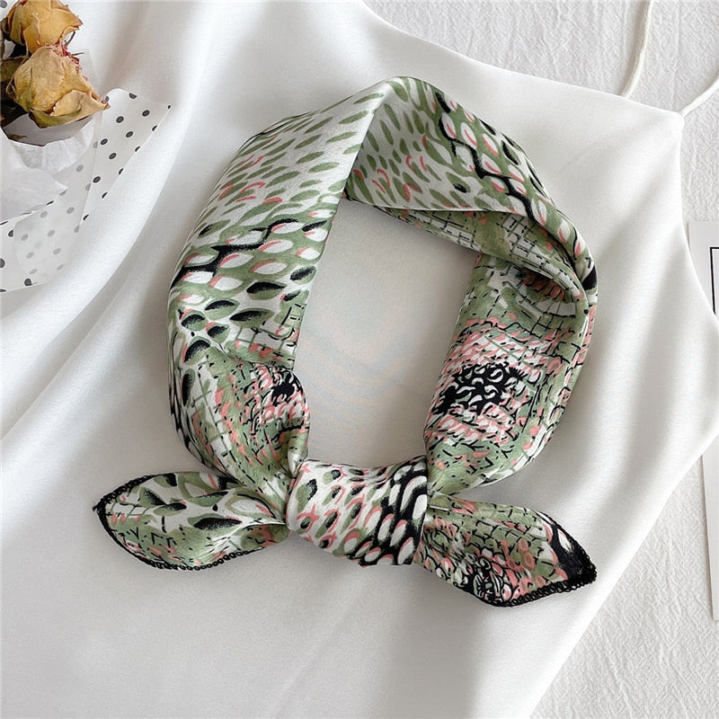 Square Silk Scarf Women Fashion Print Small Neck Scarfs Office Lady Hair Band Foulard Hand Kerchief Female Bandana Shawl