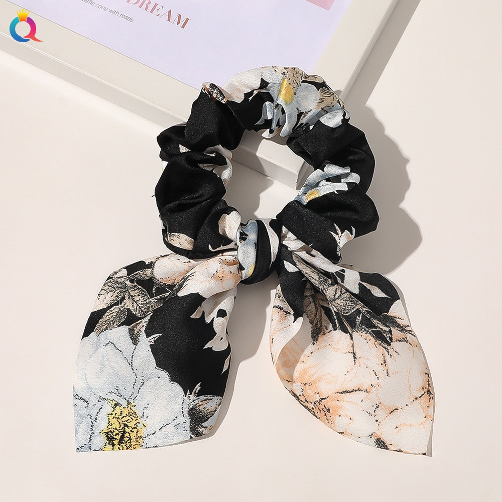 Chiffon Bowknot Elastische Haarbänder für Frauen Mädchen einfarbig Scrunchies Stirnband Haargummis Pferdeschwanzhalter Haarschmuck