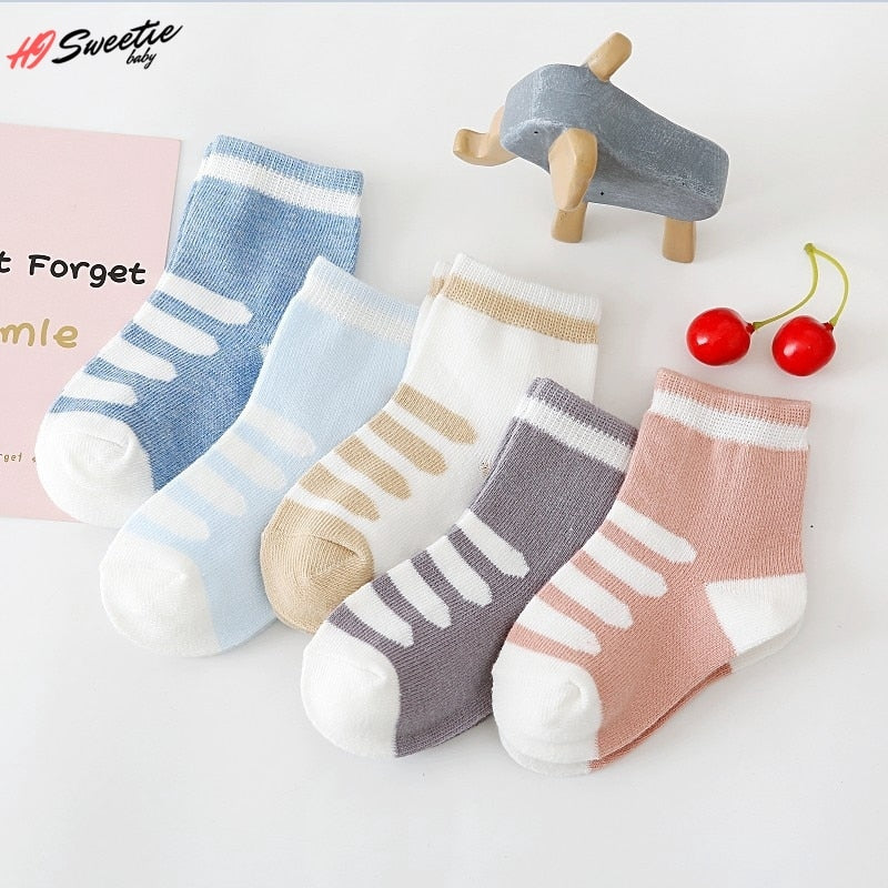 5Pairs Baby Socks Newborn Baby Boy Socks 0-1-3-7 Years Kids Pure Cotton Animal Design Fadeless Soft Children Socks