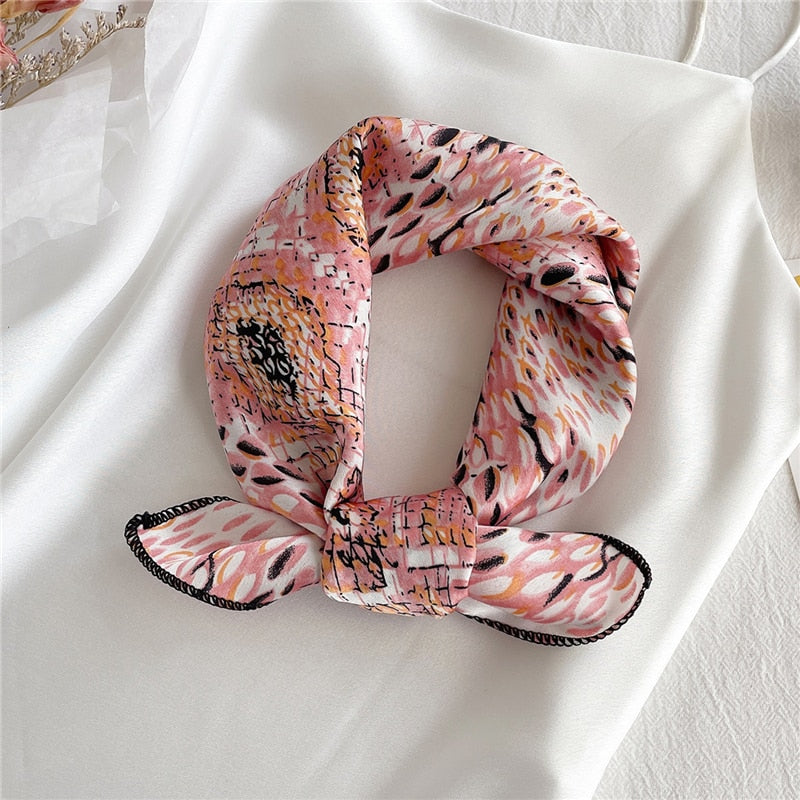 Square Silk Scarf Women Fashion Print Small Neck Scarfs Office Lady Hair Band Foulard Hand Kerchief Female Bandana Shawl