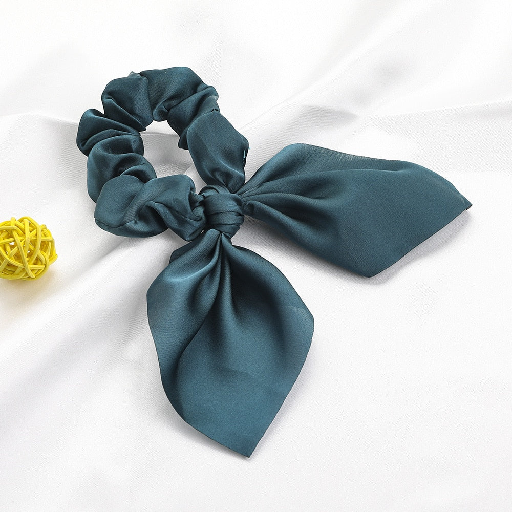 Chiffon Bowknot Elastische Haarbänder für Frauen Mädchen einfarbig Scrunchies Stirnband Haargummis Pferdeschwanzhalter Haarschmuck