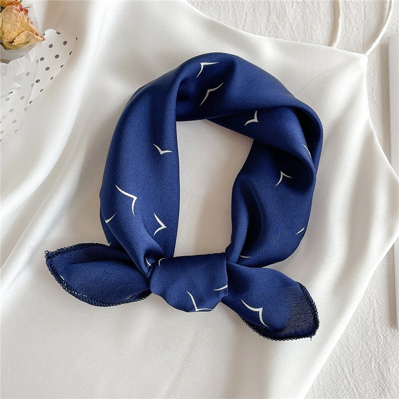 Square Silk Scarf Women Fashion Print Small Neck Scarfs Office Lady Hair Band Foulard Hand Kerchief Female Bandana Shawl