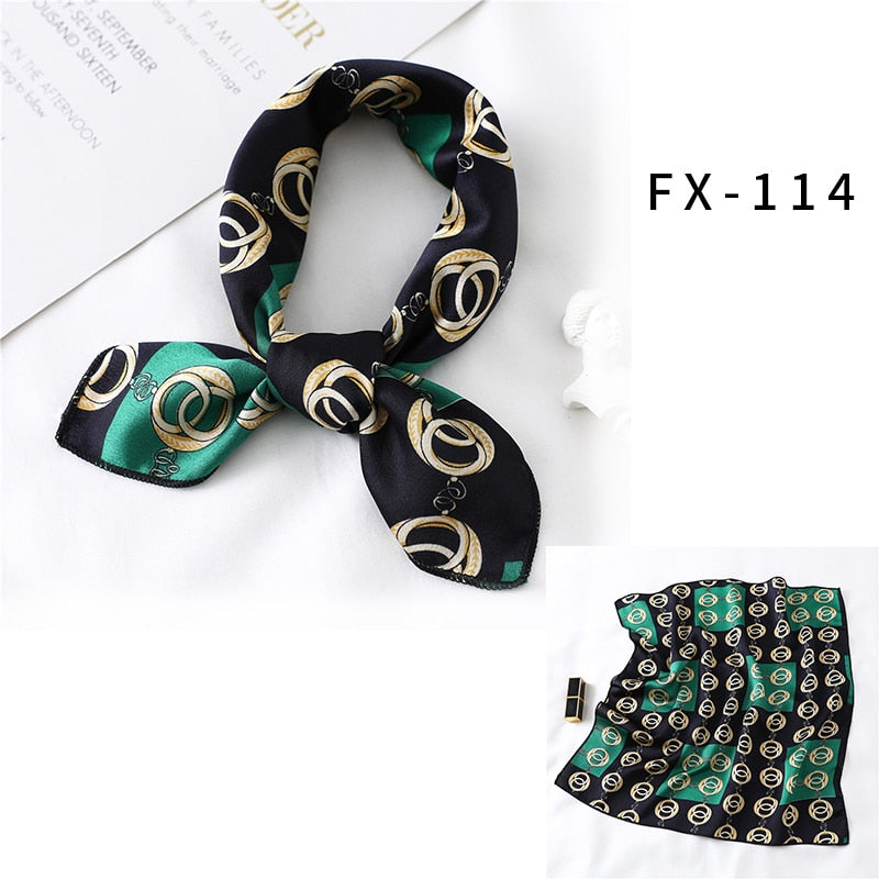 Square Silk Scarf Women Fashion Print Small Neck Scarfs Office Lady Hair Band Foulard Hand Kerchief Female Bandana Shawl