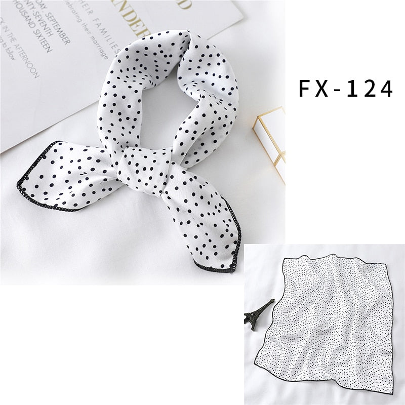 Square Silk Scarf Women Fashion Print Small Neck Scarfs Office Lady Hair Band Foulard Hand Kerchief Female Bandana Shawl