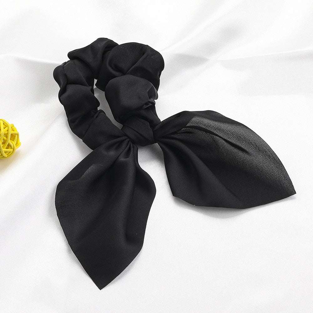 Chiffon Bowknot Elastische Haarbänder für Frauen Mädchen einfarbig Scrunchies Stirnband Haargummis Pferdeschwanzhalter Haarschmuck