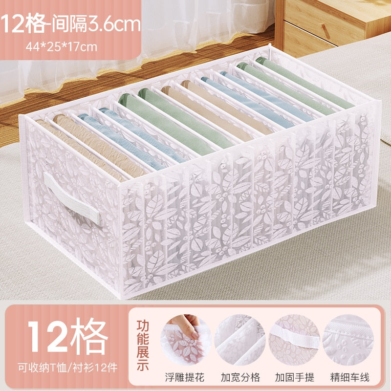 Sweater Clothes Storage Grid Boxes Student Dormitory Wardrobe Closet Drawer Organizer Pants Clothing Separation Box