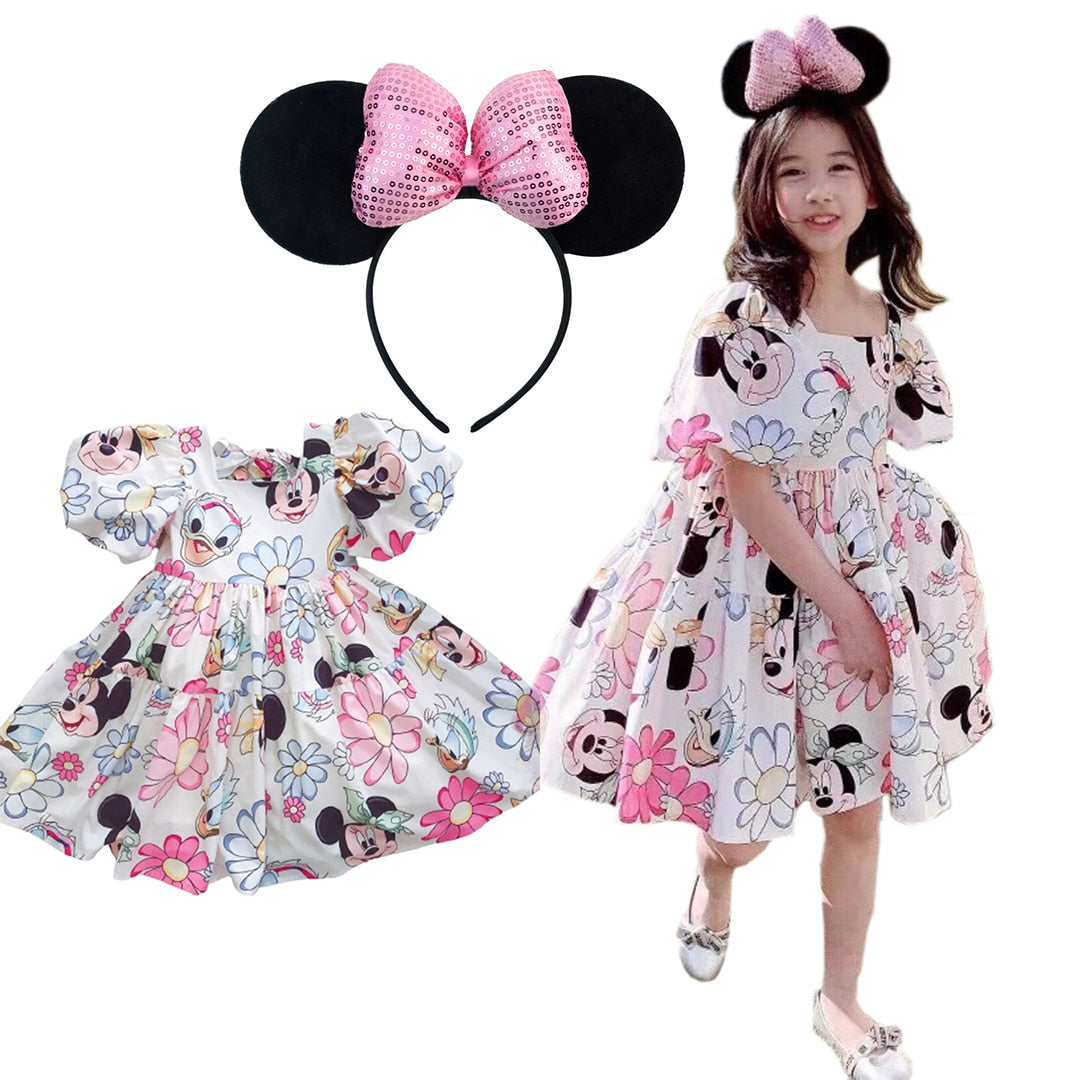 Sommer Baby Mädchen Freizeitkleid Blumen Kinder Kleinkind Minnie Maus Gänseblümchen Cartoon niedliche Prinzessin Kostüme für Mädchen rückenfreie Kleider