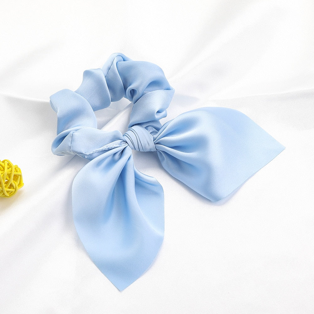 Chiffon Bowknot Elastische Haarbänder für Frauen Mädchen einfarbig Scrunchies Stirnband Haargummis Pferdeschwanzhalter Haarschmuck