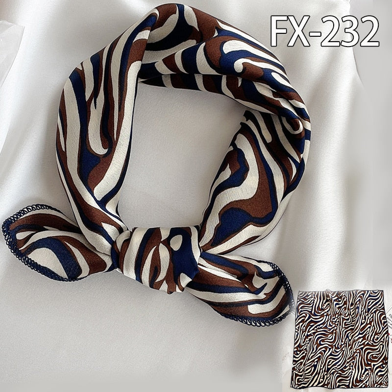 Square Silk Scarf Women Fashion Print Small Neck Scarfs Office Lady Hair Band Foulard Hand Kerchief Female Bandana Shawl