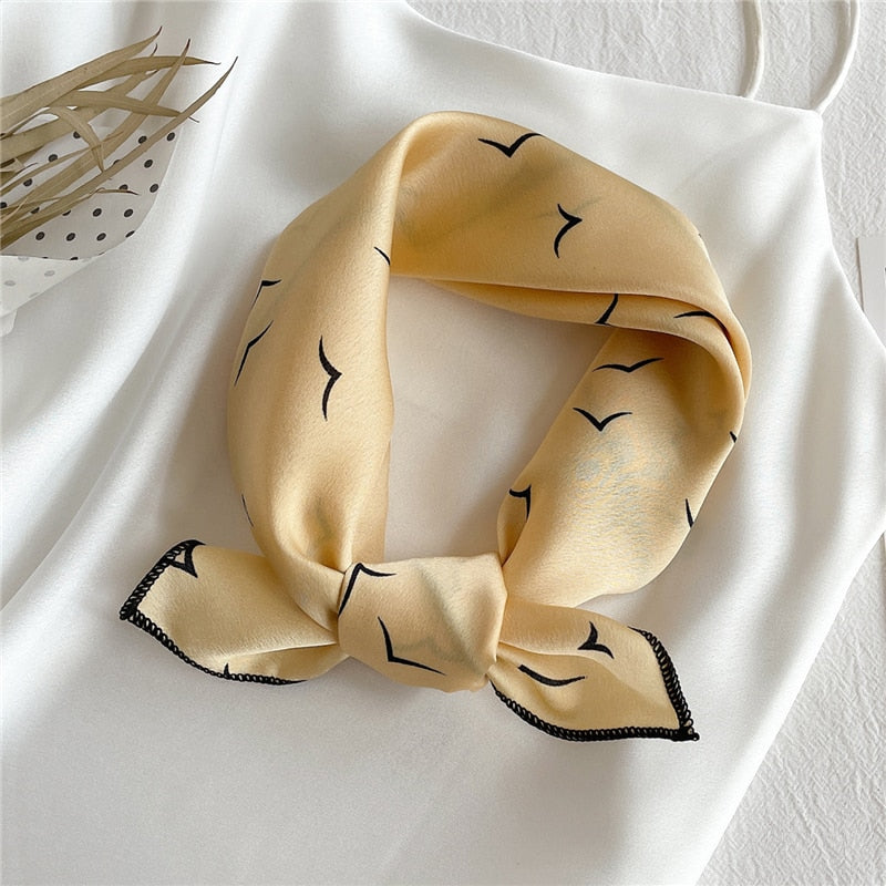 Square Silk Scarf Women Fashion Print Small Neck Scarfs Office Lady Hair Band Foulard Hand Kerchief Female Bandana Shawl