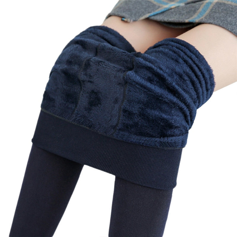 Winter-Leggings für Frauen, warme Leggins, einfarbige Samt-Leggins, hohe Taillen-Leggings, dehnbare Leggings