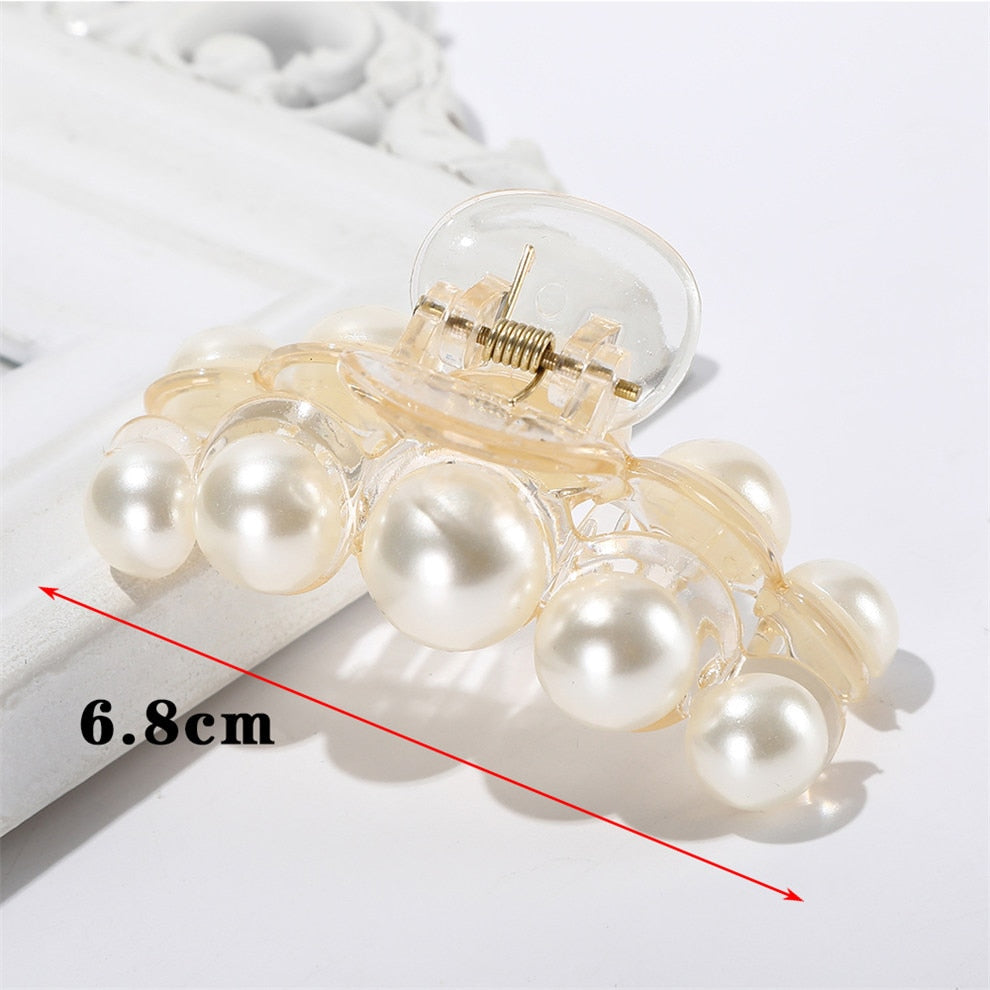 Hyperbole Big Pearls Acrylic Hair Claw Clips Big Size Makeup Hair Styling Barrettes for Women Hair Accessories