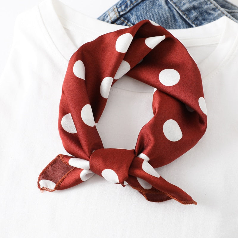 Square Silk Scarf Women Fashion Print Small Neck Scarfs Office Lady Hair Band Foulard Hand Kerchief Female Bandana Shawl