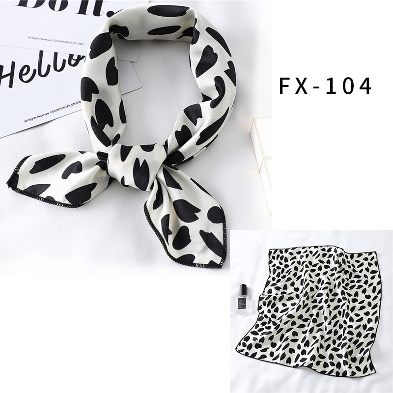 Square Silk Scarf Women Fashion Print Small Neck Scarfs Office Lady Hair Band Foulard Hand Kerchief Female Bandana Shawl