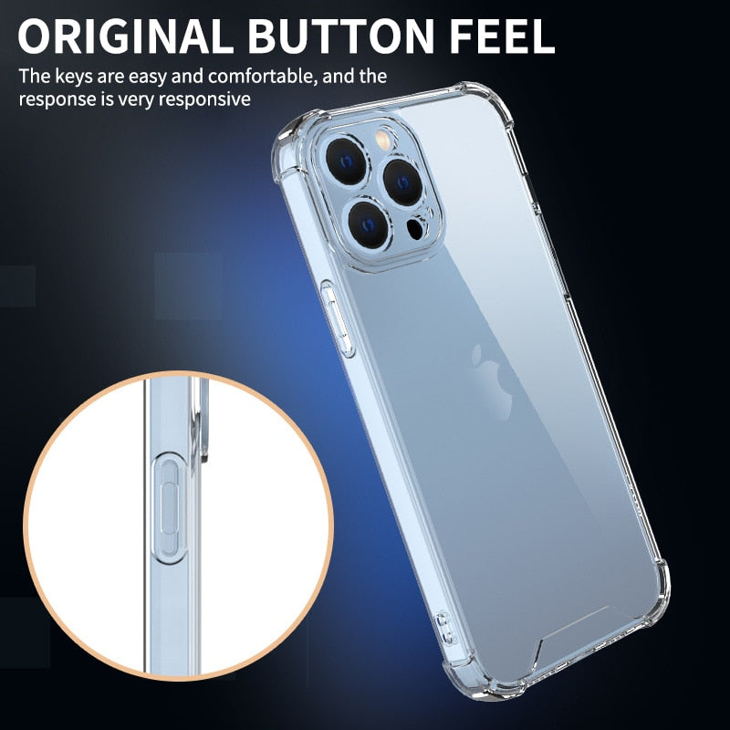 Épais Antichoc Silicone Téléphone étui pour iPhone 14 13 12 11 Pro Max Caméra Protection Cas iPhone X Xr Xs 7 8 14 Plus Couverture Arrière