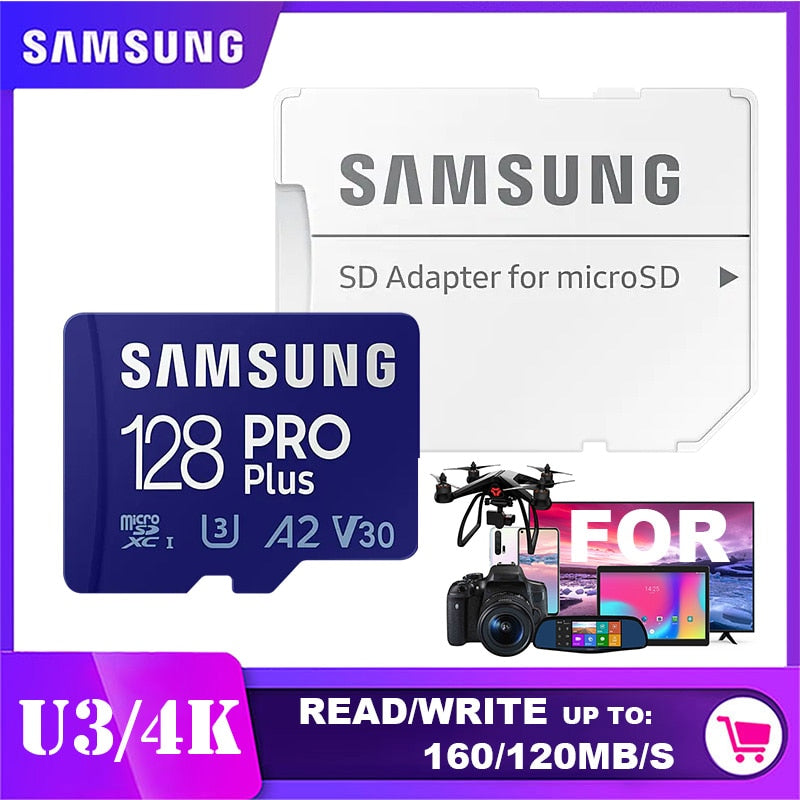 SAMSUNG EVO Plus Carte mémoire 32 Go/SDHC 64 Go/128 Go/256 Go/512 Go SDXC Micro SD/TF Cartes Flash MicroSD