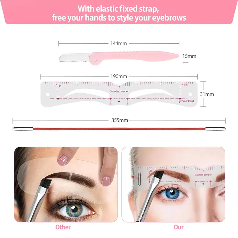 12 Styles Reusable DIY Eyebrow Stencil Set