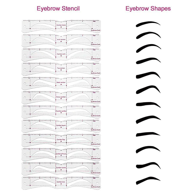 12 Styles Reusable DIY Eyebrow Stencil Set